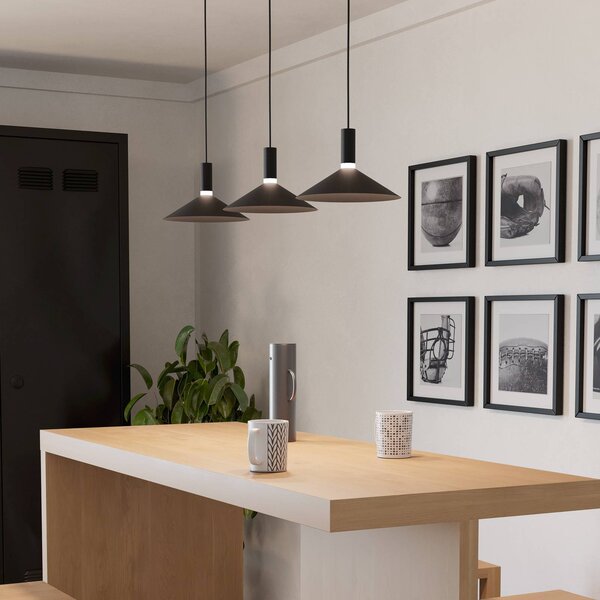EGLO Lampada a sospensione Smart Conomavilla-Z, nera 92 cm 3 luci CCT RGB dimmerabile, Nero, Soggiorno / Sala da pranzo, Metallo, Moderno, Lampada a sospensione