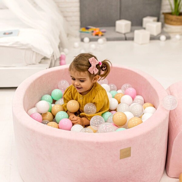 Piscina di palline color crema in velluto a coste ø 90x30 cm Montessori – Meowbaby