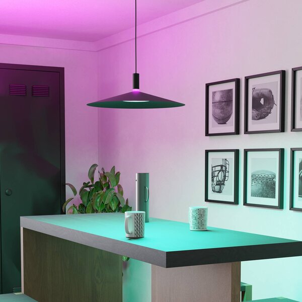 EGLO Lampada LED a sospensione Smart Conomavilla-Z, nera, Ø 45 cm CCT RGB dimmerabile, Nero, Soggiorno / Sala da pranzo, Metallo, Moderno, Lampada a sospensione