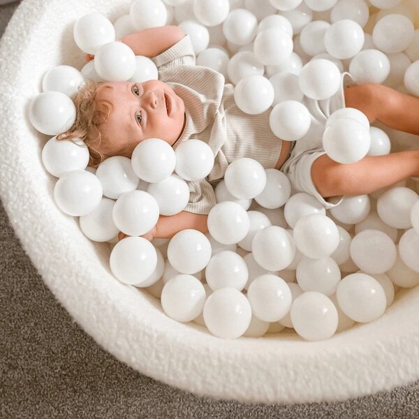 Piscina di palline color crema in velluto a coste ø 90x30 cm Montessori – Meowbaby