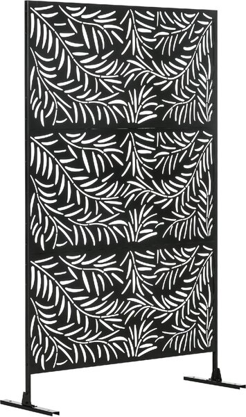 VivaGarden Paravento da Esterno in Acciaio con Motivi a Salice e 2 Piedini 122x45x198 cm colore Nero