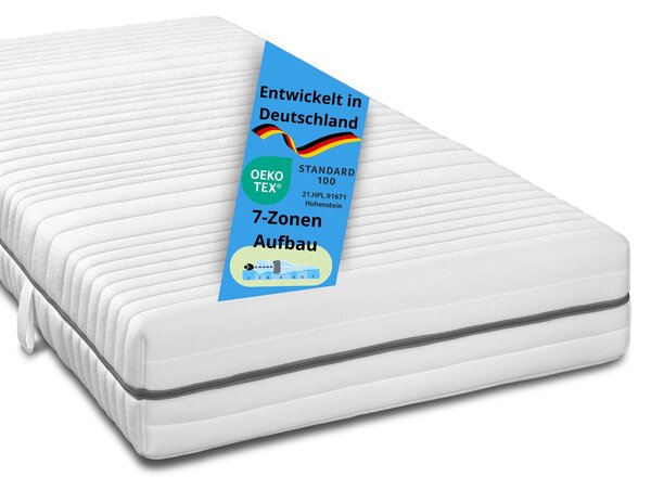 Materasso ergonomico a 7 zone XXL in schiuma fredda, 80 x 200 cm, H2, 24 cm, Bodyprotect Vital Protect