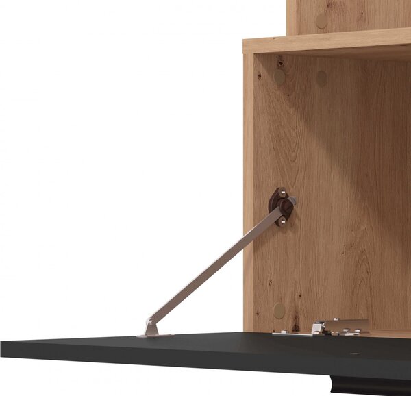 DecHome Parete Attrezzata Moderna 2 Ante 4 Vani Giorno 3 Ripiani Dimensioni 168,5x35x157 cm colore Rovere/Nero