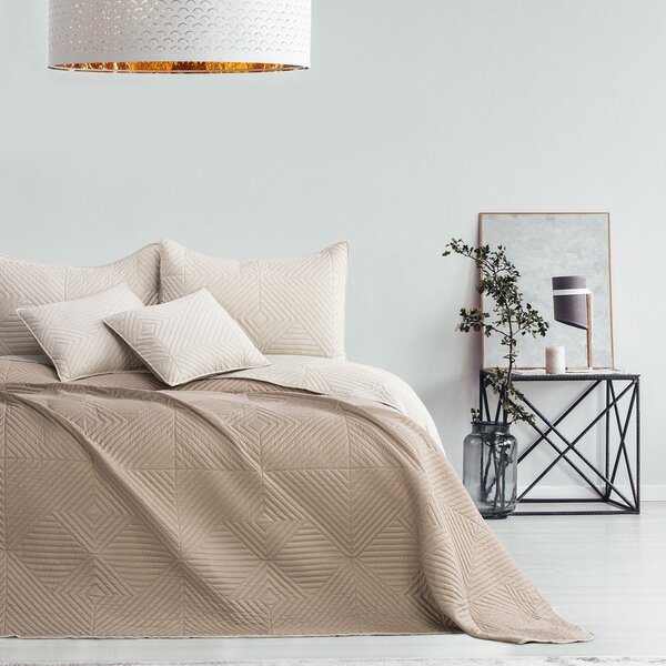 Copriletto beige in microfibra con rivestimento trapuntato 240x260 cm Softa – Restilo