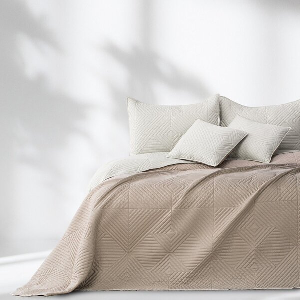 Copriletto beige in microfibra con rivestimento trapuntato 240x260 cm Softa – Restilo