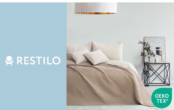 Copriletto beige in microfibra con rivestimento trapuntato 240x260 cm Softa – Restilo