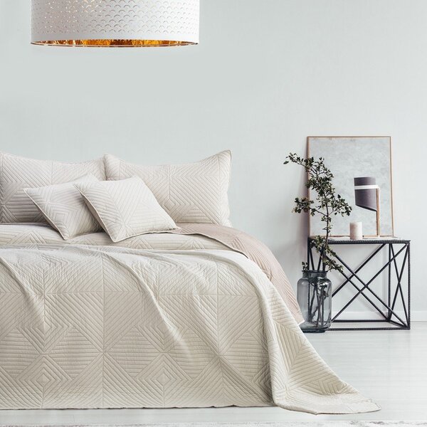 Copriletto beige in microfibra con rivestimento trapuntato 240x260 cm Softa – Restilo
