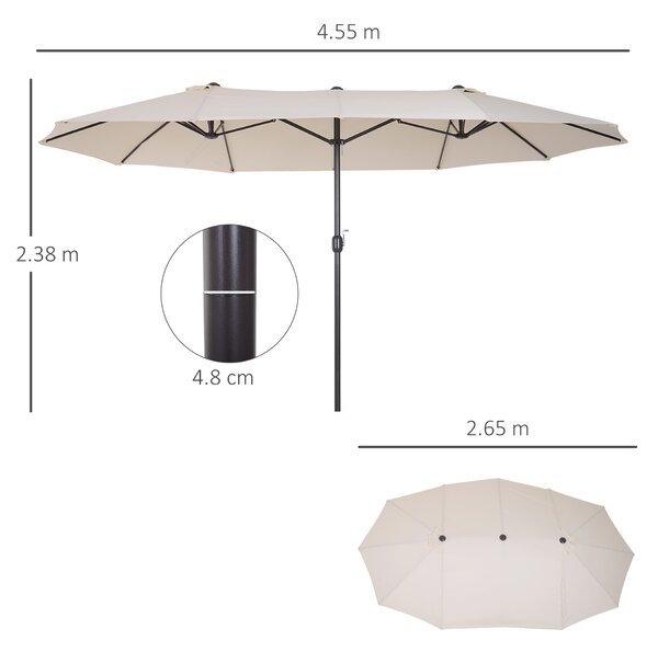 Outsunny Ombrellone Parasole da Giardino Esterno Tessuto Poliestere 4.6 x 2.4m Beige|Aosom