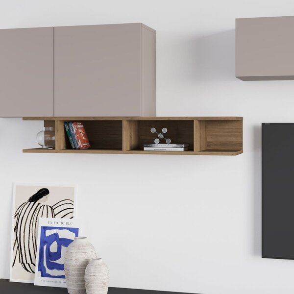 DecHome Parete Attrezzata Moderna Mobile TV + 2 Mobili a Parete Dimensioni 300x186 cm colore Antracite - Monica