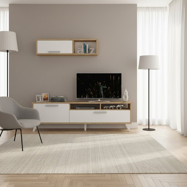 DecHome Parete Attrezzata Moderna Mobile TV + Mobile a Parete Dimensioni 180x35x47 cm colore Rovere - Slim