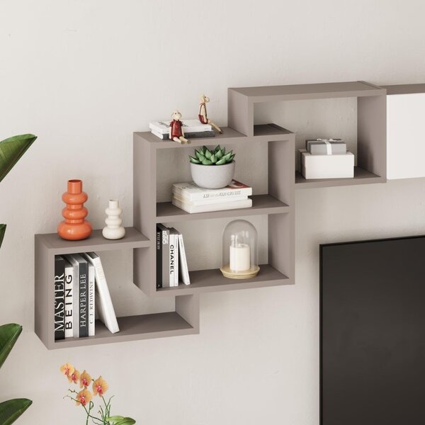 DecHome Parete Attrezzata Moderna Mobile TV + Mobile a Parete Dimensioni 210x35x39 cm colore Mocha e Bianco - Free