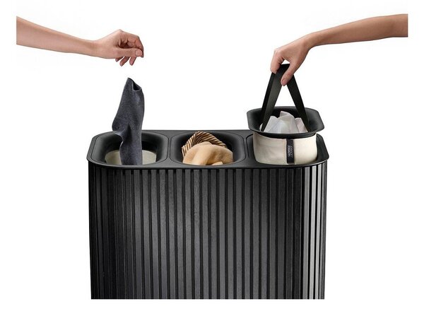 Cesta per il bucato nera in bambù 3x30 l Tota Trio Luxe – Joseph Joseph