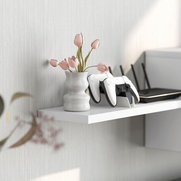DecHome Parete Attrezzata Moderna Mobile TV + Mobile a Parete in Legno Dimensioni 120x41x43,3 cm colore Bianco e Legno