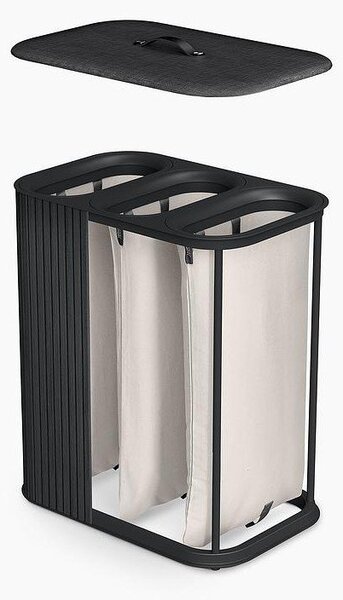 Cesta per il bucato nera in bambù 3x30 l Tota Trio Luxe – Joseph Joseph