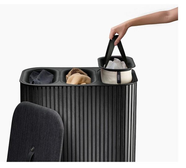 Cesta per il bucato nera in bambù 3x30 l Tota Trio Luxe – Joseph Joseph