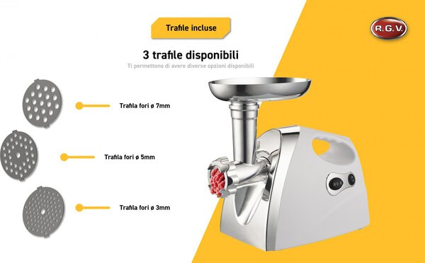 R.G.V. Passapomodoro elettrico Spremipomodoro Tritacarne Potenza 550 watt colore Bianco - 110250 Duetto Plus