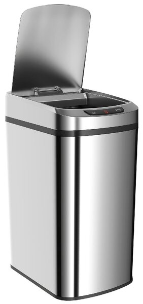 DecHome Pattumiera 12L a Infrarossi con Secchio Rimovibile in Acciaio Inox, ABS e PP 28x22x41 cm colore Argento