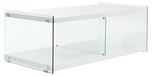 Padiro - Mobile TV - 120 x 60 x 45 cm - Bianco - MDF e vetro temperato - con ripiano