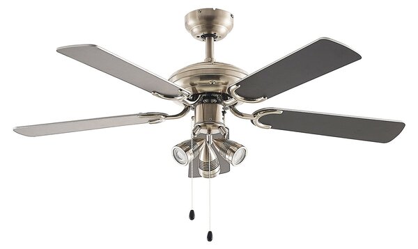 Ventilatore da soffitto Anariki con luce, silenzioso, argento - Lindby Lindby, Anariki, Metallizzato, Soggiorno, Metallo, Campagna / rustico