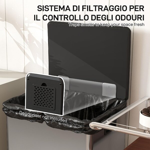 DecHome Pattumiera a Pedale con 2 Scomparti da 30L Coperchio Ammortizzato e Secchi Rimovibili Acciaio Inox colore Argento - W785SR