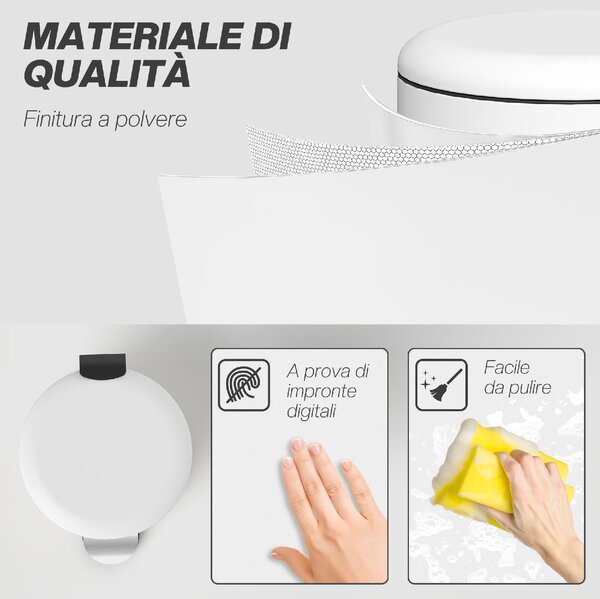 DecHome Pattumiera a Pedale 30 Litri 36x30x63.5 cm colore Bianco Crema