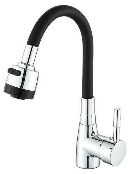 Rubinetto da cucina, con erogatore flessibile, rotazione a 360°, colore nero