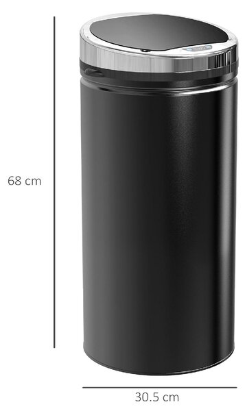 DecHome Pattumiera Automatica da 42L con Sensore a Infrarossi in Acciaio e Plastica 30.5x30.5x68 cm - F92145