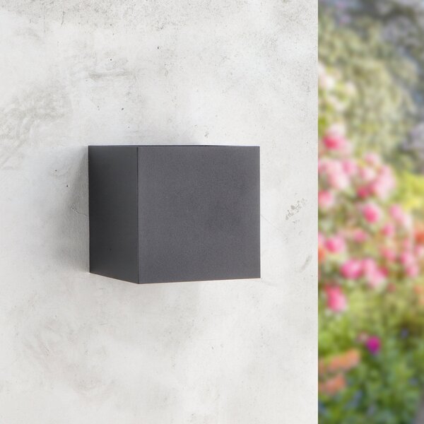 Applique Led cubo da parete 12W Doppia emissione Nero IP54 CCT temperatura colore regolabile M LEDME