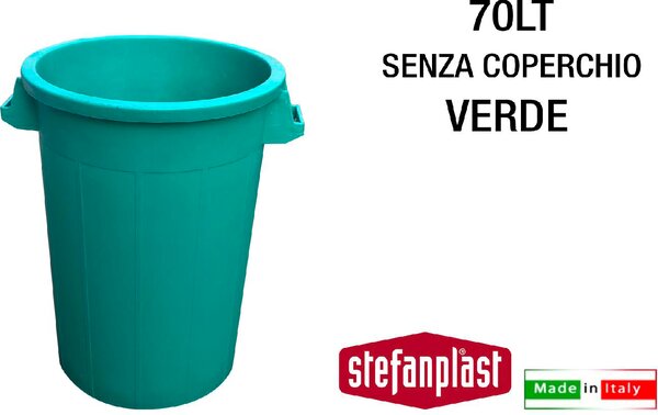 STEFANPLAST Pattumiera Bidone Rifiuti senza Coperchio 70 Litri colore Verde - SF576