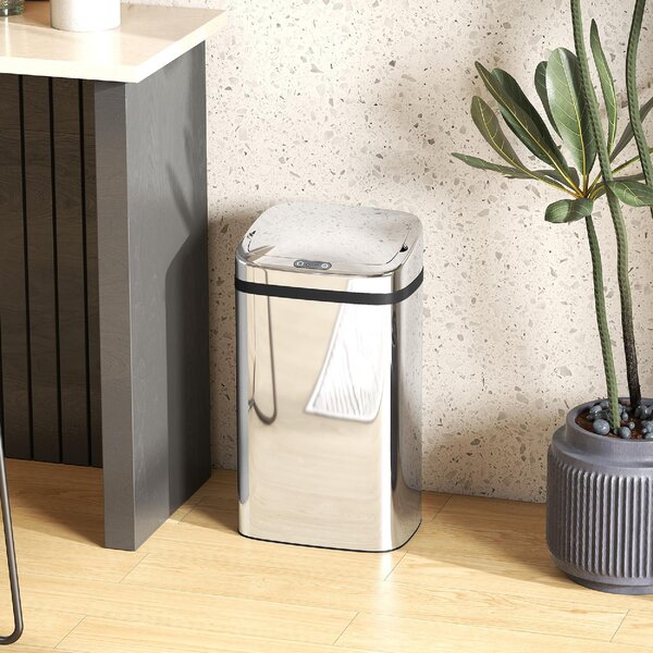 DecHome Pattumiera con Sensore per Apertura e Chiusura Automatica 30 Litri 33x25x57.5 cm colore Argento