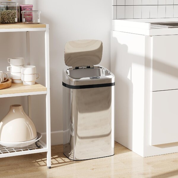 DecHome Pattumiera con Sensore per Apertura e Chiusura Automatica 30 Litri 33x25x57.5 cm colore Argento