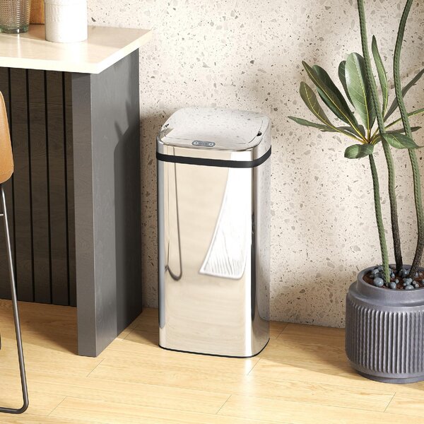 DecHome Pattumiera con Sensore per Apertura e Chiusura Automatica 40 Litri 33x25x70 cm colore Argento