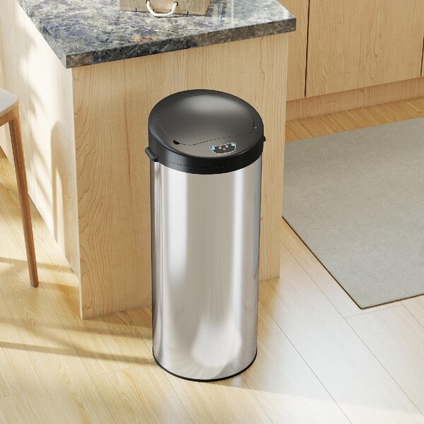 DecHome Pattumiera da 55L con Sensore per Apertura Automatica e Chiusura Ammortizzata 32x30x72.5 cm colore Argento - SRZ467