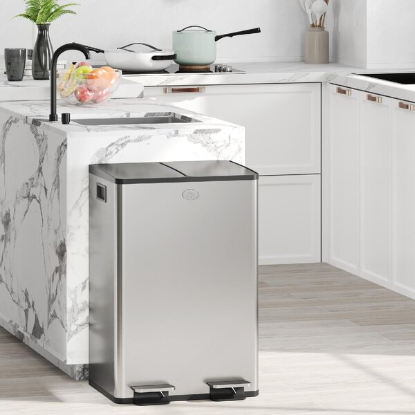 DecHome Pattumiera Differenziata 2 Scomparti 28 Litri 45.8x36x67.6 cm colore Argento