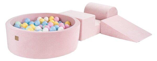 Set per psicomotricità rosa in velluto 225x90x30 cm Montessori – Meowbaby