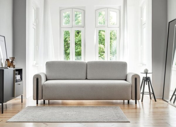 Divano grigio chiaro allungabile/con contenitore e rivestimento in bouclé 244 cm Arcadova – ELTAP