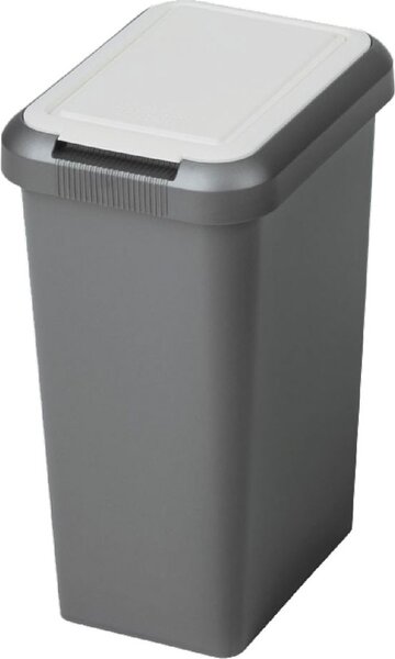 Tontarelli Pattumiera Differenziata da 10 Litri con Coperchio a Pulsante in ABS Antiurto colore Nero e Bianco 17.8x23.8x34.4 cm - Touch & Lift