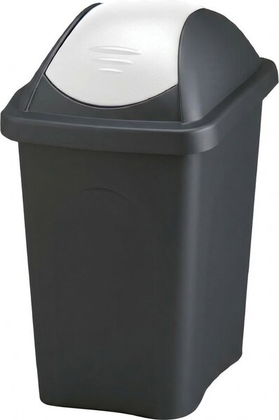 STEFANPLAST Pattumiera Differenziata da 30 Litri con Coperchio Basculante in Plastica Doppia Colorazione Nero e Bianco 29x50x39 cm - Multipat