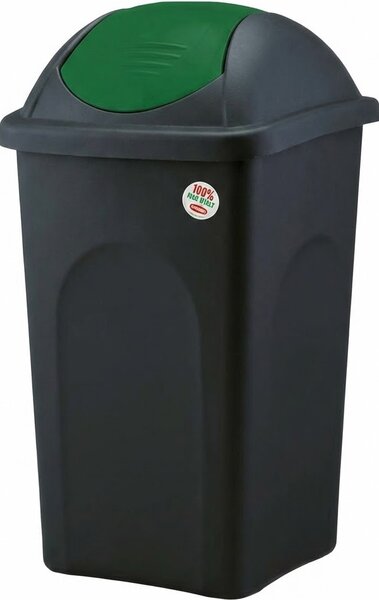 STEFANPLAST Pattumiera Differenziata da 60 Litri con Coperchio Basculante in Plastica Doppia Colorazione Nero e Verde 39x39x68 cm - Multipat
