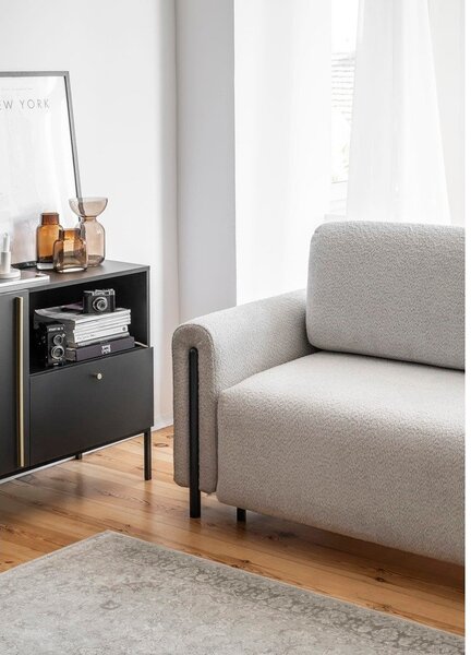 Divano grigio chiaro allungabile/con contenitore e rivestimento in bouclé 244 cm Arcadova – ELTAP