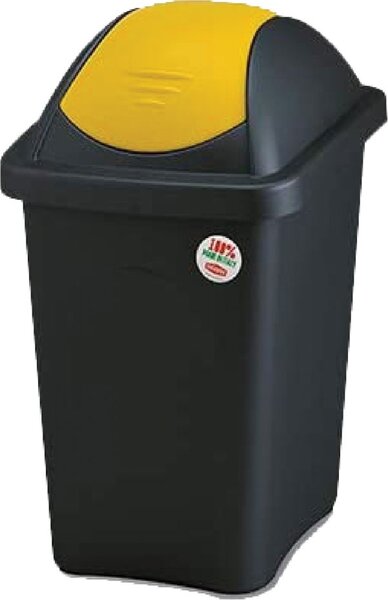STEFANPLAST Pattumiera Differenziata da 30 Litri con Coperchio Basculante in Plastica Doppia Colorazione Nero e Giallo 29x39x50 cm - Multipat