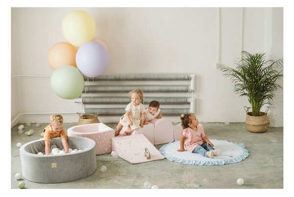 Gioco per psicomotricità grigio in velluto 4 pz altezza totale 30 cm 225x90 cm Montessori – Meowbaby