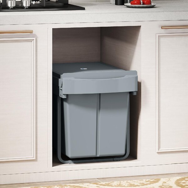 DecHome Pattumiera Estraibile Sottolavello per Differenziata con 2 Secchi da 20L, 52x33.5x41 cm colore Grigio - R448GY