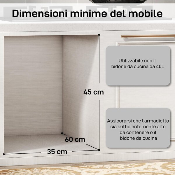 DecHome Pattumiera Estraibile Sottolavello per Differenziata con 2 Secchi da 20L, 52x33.5x41 cm colore Grigio - R448GY