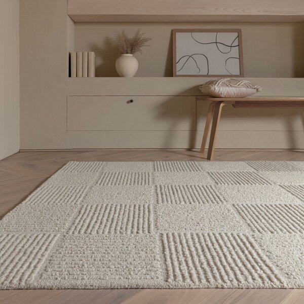 Tappeto in lana avorio tessuto a mano 120x170 cm Zennith Grid - Asiatic Carpets