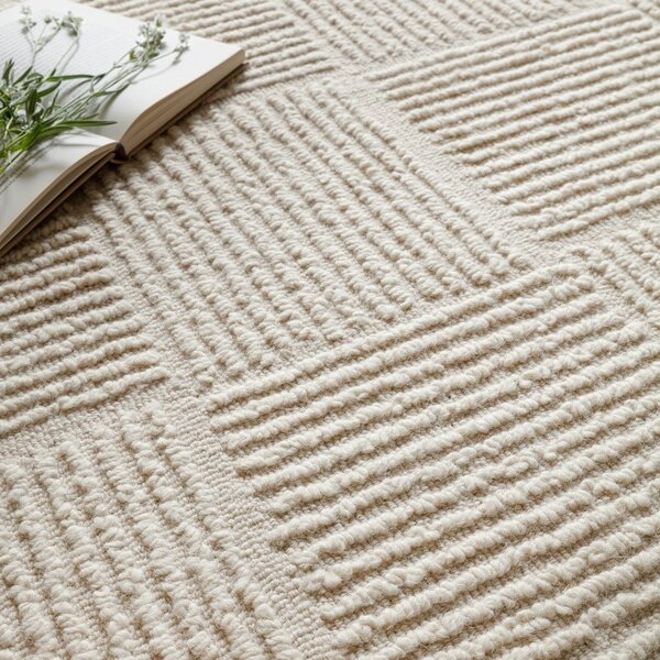 Tappeto in lana avorio tessuto a mano 120x170 cm Zennith Grid - Asiatic Carpets