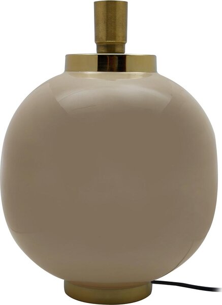 Lampada da tavolo Padiro, dimensioni 28 x 28 x 38,5 cm, color tortora e oro, realizzata in ferro, con base arrotondata e portalampada aperto
