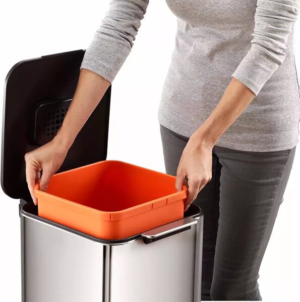 Joseph Joseph Pattumiera Raccolta Differenziata 30+30 Litri colore Inox Arancione 390x814x366 mm - 30060 Totem Max