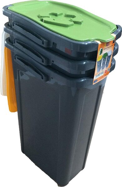 DUPLAST Pattumiera Raccolta Differenziata 3 Scomparti 35 Litri Salvaspazio 25x35x53 cm - DUP7580