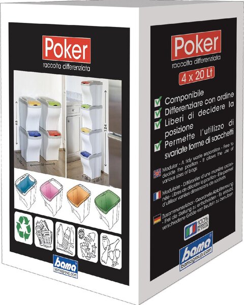 Bama Pattumiera Poker Set 4 pezzi litri 20 Componibile - 40300
